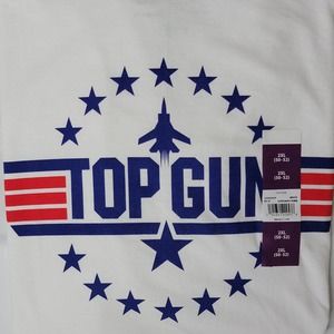 NWT Top Gun Mens Short Sleeve Cotton White T Shirt Tee Front Logo Print 2XL